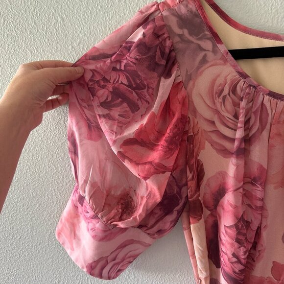 Wayward Fancies Eshakti Pink Purple Rose Floral Maxi Dress 8/10 - Picture 3 of 9